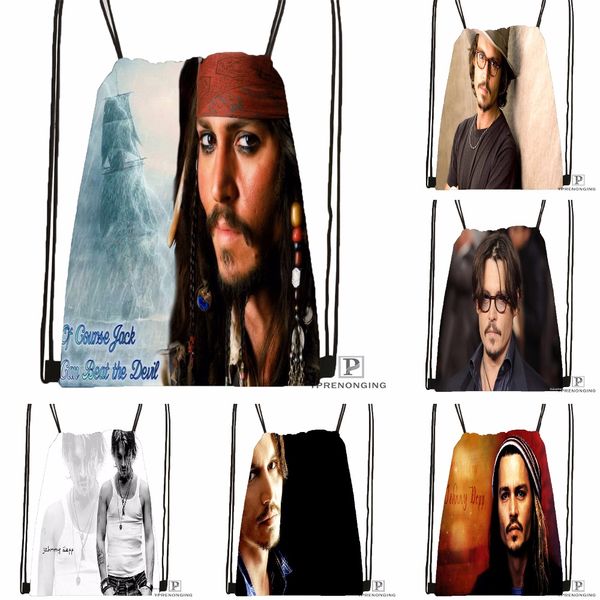 

custom johnny depp drawstring backpack bag cute daypack kids satchel (black back) 31x40cm#180531-03-79