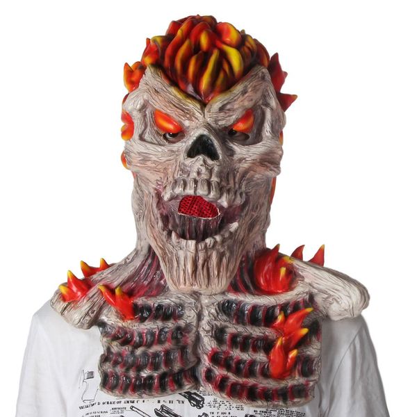 

ghost rider mask superhero cosplay latex mask skull skeleton red flame fire man creepy full head props party ing