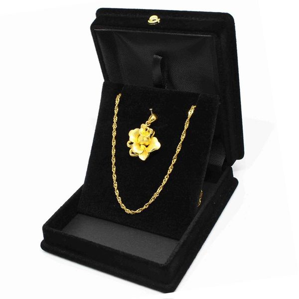 

1 x velvet necklace chain jewelry display storage box gift case holder organizer---black, Black;blue