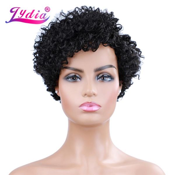 

synthetic wigs lydia 6 inch for women short curl 100% kanekalon heat resistant fiber natural black daily&party wig side parting