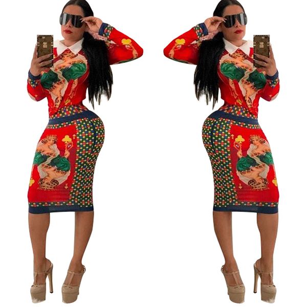 

сексуальное дизайнерское платье для женщин бренд bodycon из двух частей платье мода картина pattern рубашка + бедра юбка роскошное платье оп, White