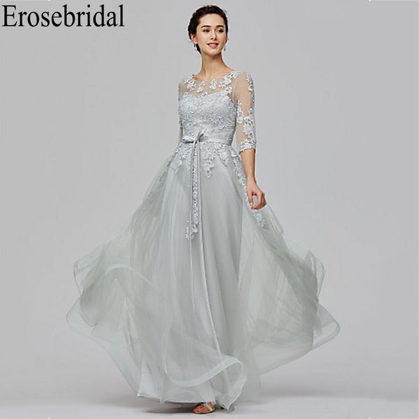 

party dresses erosebridal long elegant evening dress grey formal gowns with lace up back robe soiree, White;black