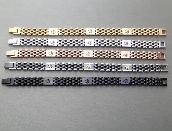 

fashion mans titanium steel jewelry 14mm width logo designer bracelet five color luxury jewelry whitout box, Black