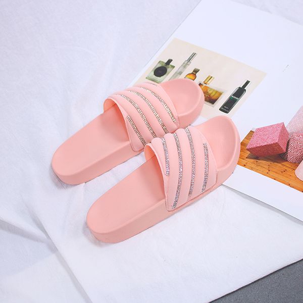 

women slippers fashion wear-resistant comfortable sandals rainbow rhinestones non-slip slippers women's shoes, Black