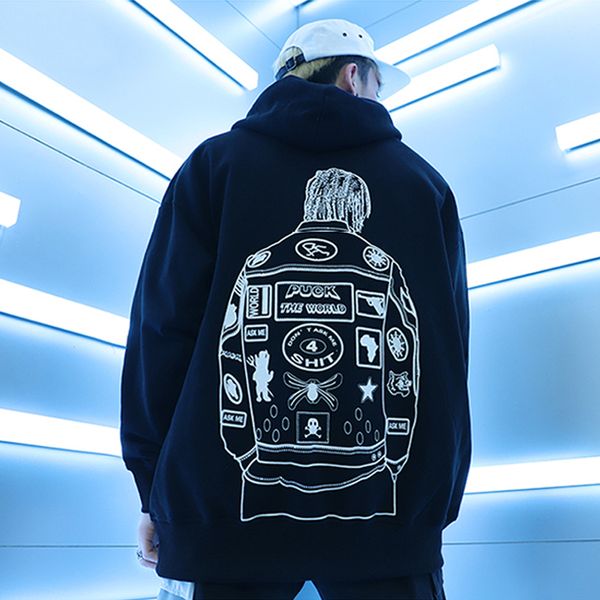 

hip hop printed hoodies men women casual hooded hoodies streetwear sweatshirts high street harajuku male funny autumn coats, Black