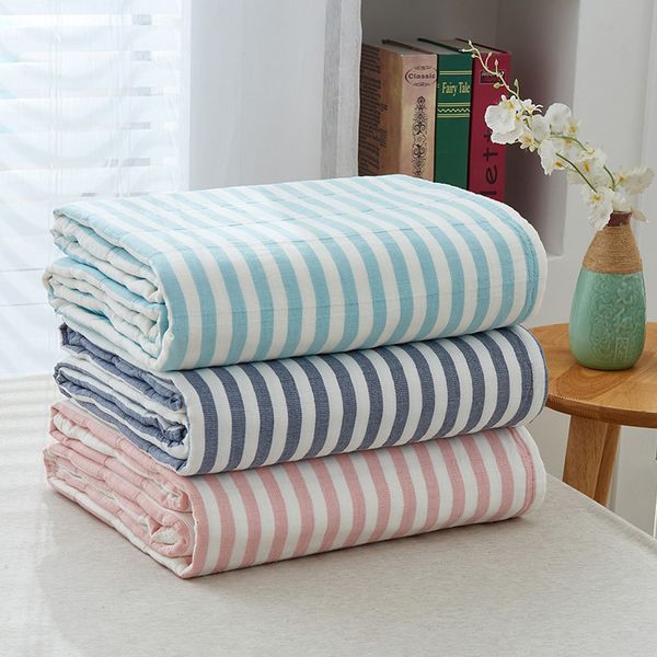 

idouillet new striped jacquard cotton muslin throw blanket for bed sofa couch summer thin quilt coverlet twin full size