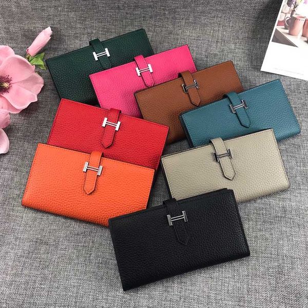 

designer wallet h genuine leather long style purses bag women design bags real leather high-quality wallets purses bags with box, Red;black