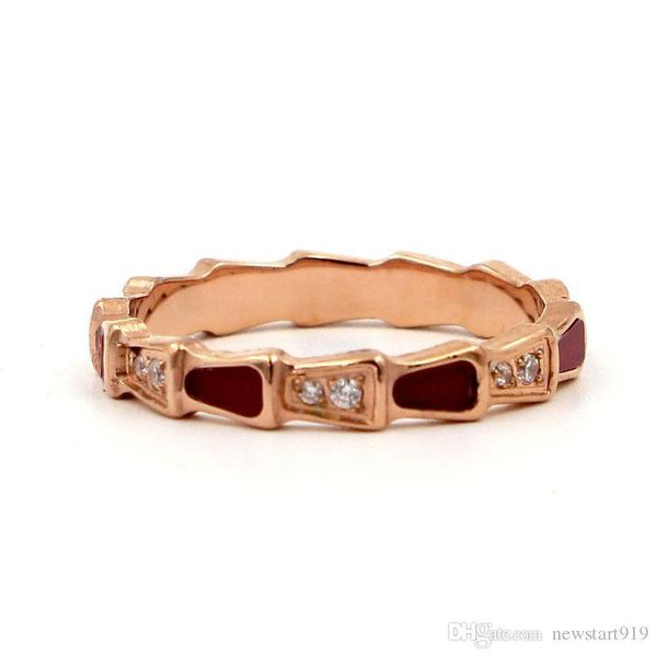 

titanium steel snake section shell rose gold ring colorfull shell diamond snake ring, Silver