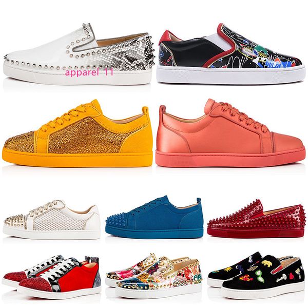 

new designer brand spikes studded flat casual shoes low cut mens women s rivets outdoor sneakers 35-47