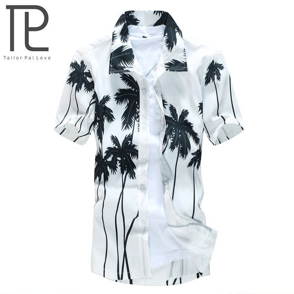 

tailor pal love hawaiian shirt men casual camisa masculina printed mens beach shirts short sleeve men shirts, White;black