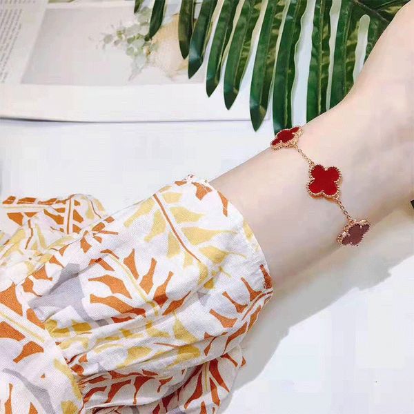 

streaky four-leaf clover bracelet 18k rose gold color gold bracelet silver bracelet clover female fashion gift, Black