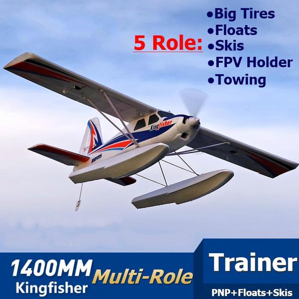 

самолет радиоуправляемый фмс 1400мм зимородок начинающий дрессировщик воды самолет 3с 5 канальная с клапанами поплавки лыжи модель пнп самол