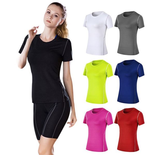 

women wicking breathable short sleeve loose yoga running workout activewear comfort t-shirt, Black;red