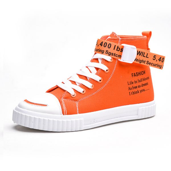 

bigfirse men casual shoes breathable high canvas sneakers leisure shoes spring zapatos hombre 2020 men sneakers orange, Black