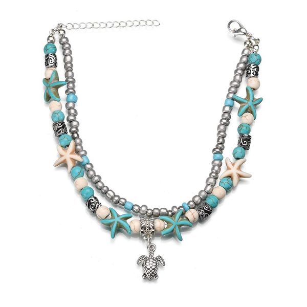 

мода морские черепахи искусственный жемчуг морская звезда подвески браслеты браслеты для женщин чешские летние цепи для ног ювелирные подарк, Red;blue