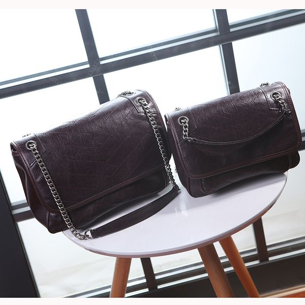 

new women crossbody bag genuine leather vintage handbag famous lady chains shoulder bag wrinkled skin bl-05