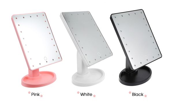 

360 degree rotation touch screen makeup mirror with 16 / 22 led lights professional vanity mirror table deskmake up