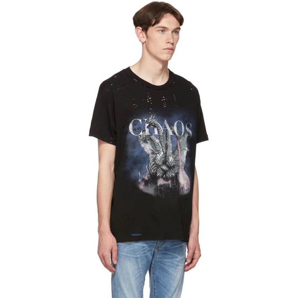 

fashion-am1r1 city dragon t-shirt logo printed hole t-shirt men women summer street washed vintage short sleeve casual fashion tee hflstx494, White;black