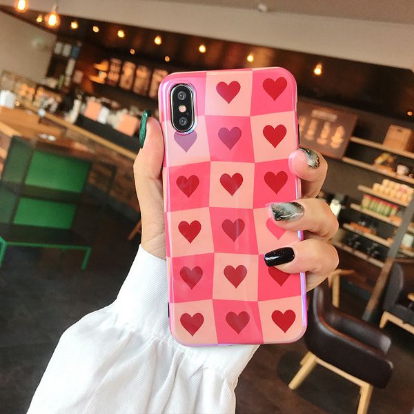 

love pink cell phone case girls blu-ray laser for iphone xr imd tpu soft phone cases for iphone 6 7 8 plus