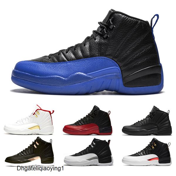 

new 12 men basketball shoes 12s midnight black fiba white grey reverse taxi game royal flu game mens trainer sports sneakers size 41-47