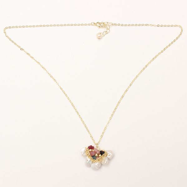 

wt-jn111 new elegant lady necklace freshwater pearl necklace with tourmaline charms natural pearl wholesale, Silver