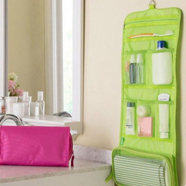 

makeup storage case bathroom storage bag waterproof travel toiletry wash cosmetic hanging bag mesh pouch shampoo holder canvas