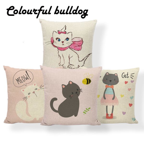 

cat bee moon red cushion cover pink stripe love pillows tropical lounge decorator throw pillow case 17.7inch cotton blend pastel