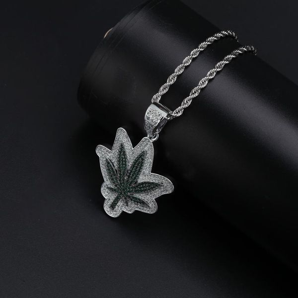 

new custom iced out maple leaf pendant necklace mens/women chains hip hop fashion jewelry gold silver color with tennis chain