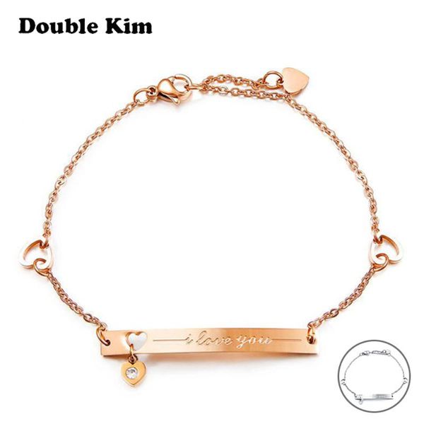

classic i love you bracelet men women couples bracelet rose gold color titanium stainless steel fashion romantic jewelry gift, Black