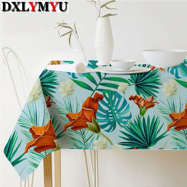 

linen table cloth rural style plant printed multifunctional rectangle table cover tablecloth mat custom size