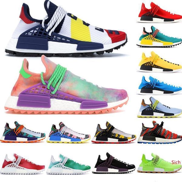 

2019 human race bbc синий плед обувь pharrell williams hu кроссовки солнечный пакет oreo многоцветный нэрб женщин людей гольф кроссовки