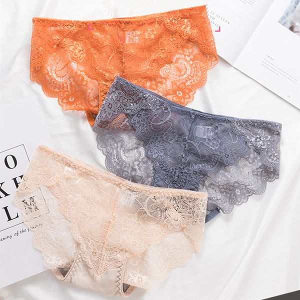 

plus size xl fashion quality women's panties transparent underwear women seamless lace soft briefs lingerie intimates 3pcs, Black;white