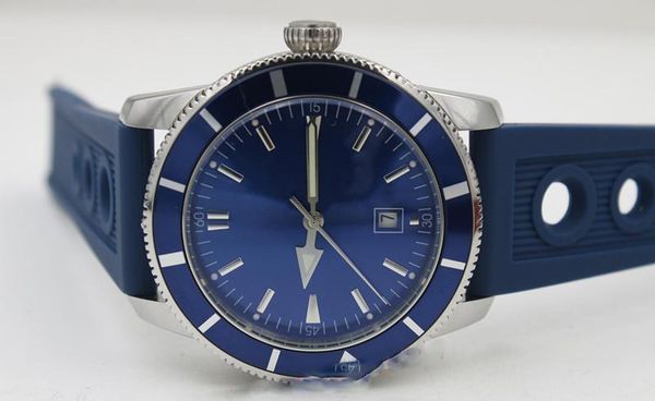 

seller brei men's watch automatic movement chronometer superocean blue dial blue rubber watch for men ing, Slivery;brown