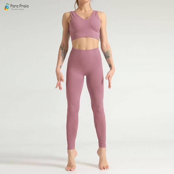 

para praia new crop sport bra yoga set sportswear breathable running suit fitness clothing women gym legging workout clothes