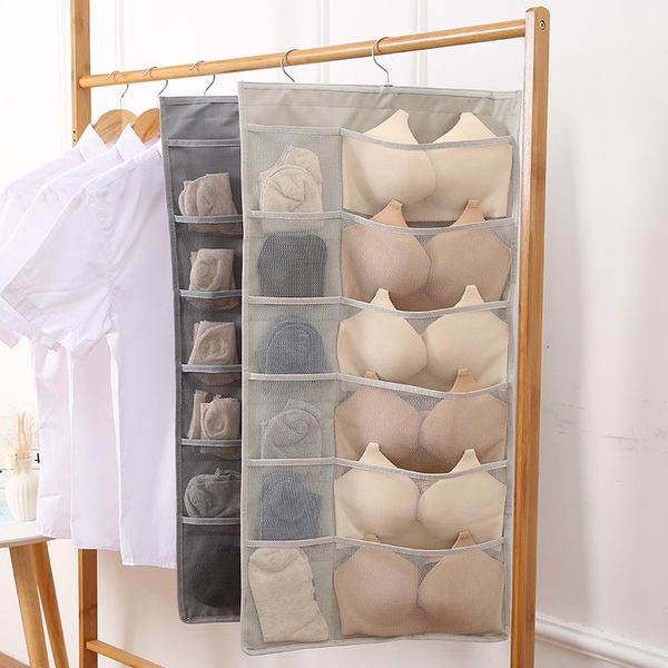 

oxford cloth wall hanging organizer bag for bra socks underwear washable portable double side