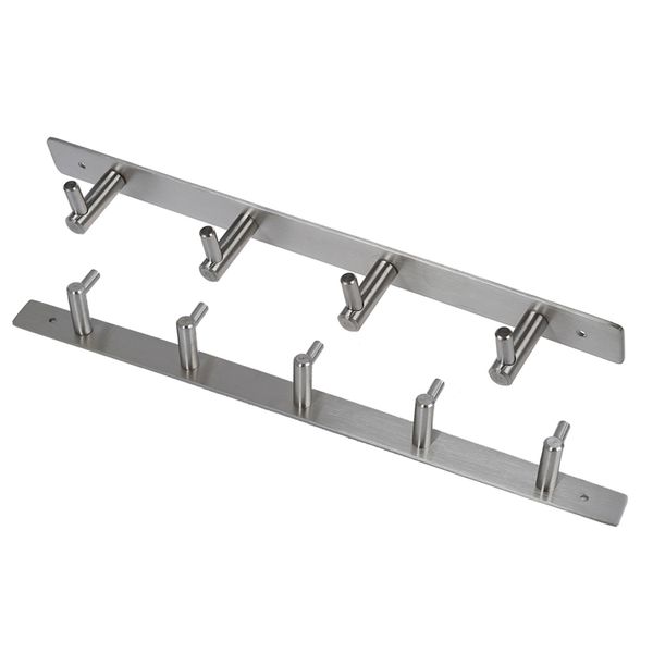 

2 pcs coat robe hat clothes wall hanger rack holder stainless, 5 hooks & 4 hooks
