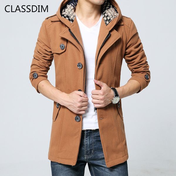 

classdim men thicker warm coat trench winter jackets winter warm hooded trench male hooded removable casual 5xl, Tan;black