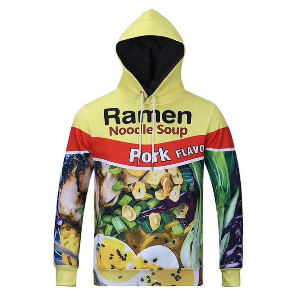 

raisevern new style 3d hoodie ramen noodle soup hd print sweatshirt pork/chicken/beef funny hooded pullovers m-3xl, Black