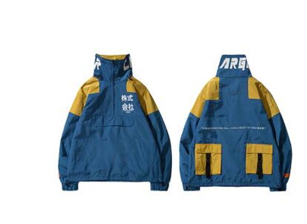 

куртка ветровка мужчины япония harajuku несколько карманы пальто куртки ретро урожай повседневного дорожка streetwear, Black;brown