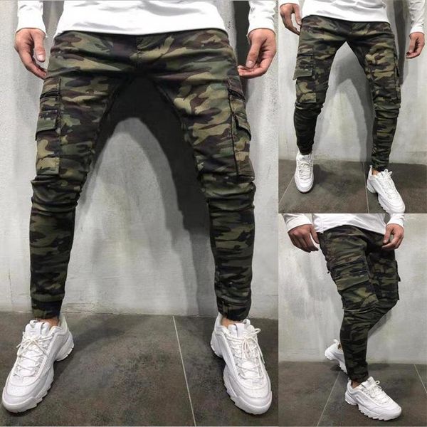 

mens camouflage cargo pants fashion casual spring autumn pants pockets designer jogger trousers, Black
