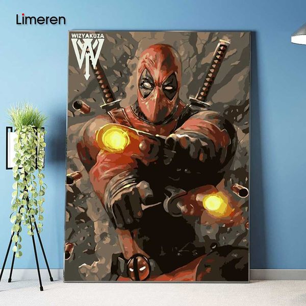 

picture on wall acrylic deadpool avenger oil painting drawing by numbers abstract gift diy amazing coloring by numbers canvas