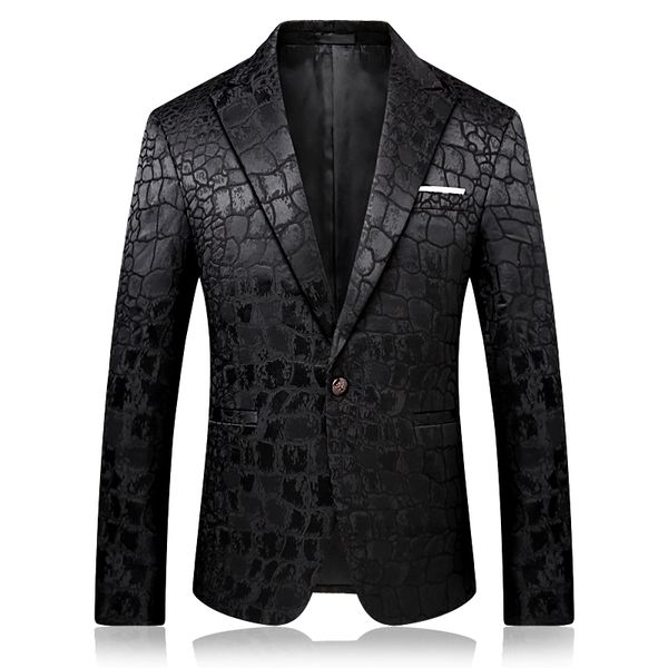 

mens fashion blazers casual stylish wedding mens stage wear men black printed blazer slim fit, White;black