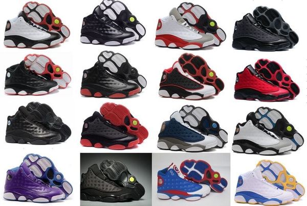 

wholesale new 13 xiii men basketball shoes women bred navy game home grey toe flint grey sports sneakers boots size 36-47, Black