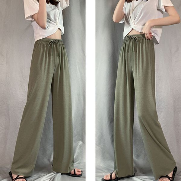 

women's pants & capris thin wide leg female summer 2021 high waist loose straight tube mopping casual black trousers women, Black;white
