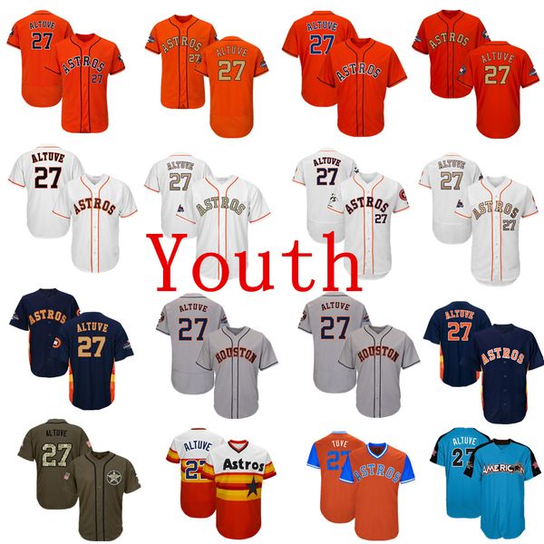 

Молодежные детские трикотажные изделия для бейсбола Astros для детей 27 Джозе Альтув