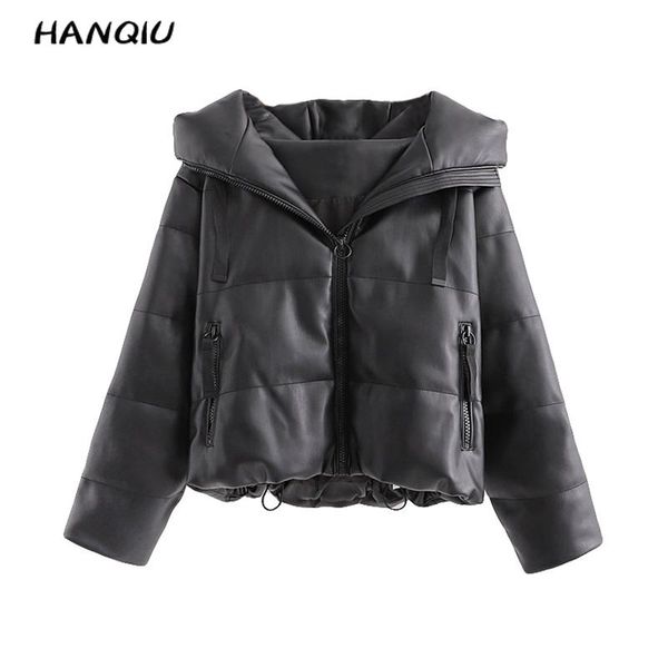 

2019 winter jacket women puffer jacket korean parka fashion hooded jacksts coats vintage black faux leather jackets streetwear