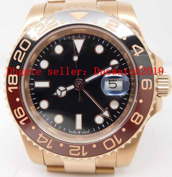 

mens bp wristwatches gmt ii 126715 126711 18k rose gold 40mm two tones 2813 movement automatic mechanical men watches, Slivery;brown