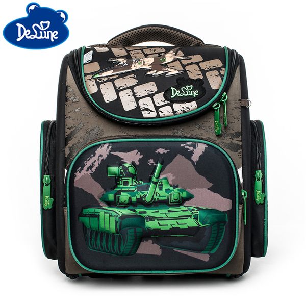 

delune school bacpack bags for boys kids cartoon tank pattern backpacks children orthopedic backpacks primary