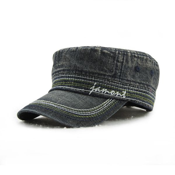 

jamont flat roof hat man and women cotton outdoors warm hats flat roof military hats 8603, Blue;gray