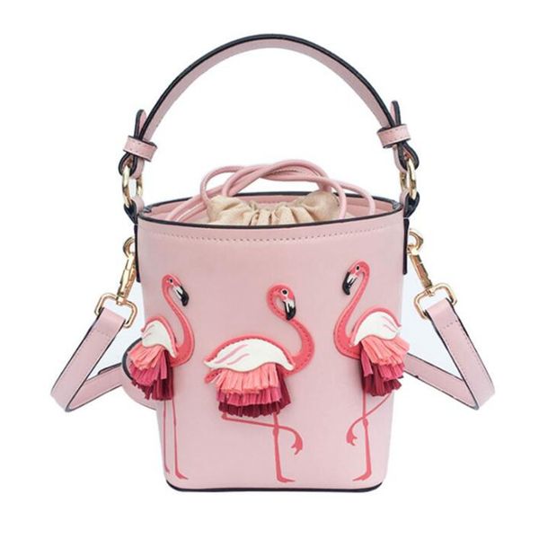 

brand fashion show bag women bags pu leaather female flamingo bucket bag women shoulder bags designer handbags xs-92